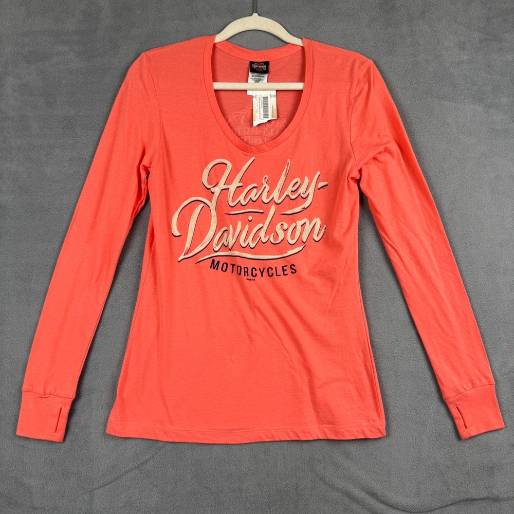 Harley-Davidson Womens Long Sleeve Graphic Tee Porcelain Rose Small 5Q27-HH6M